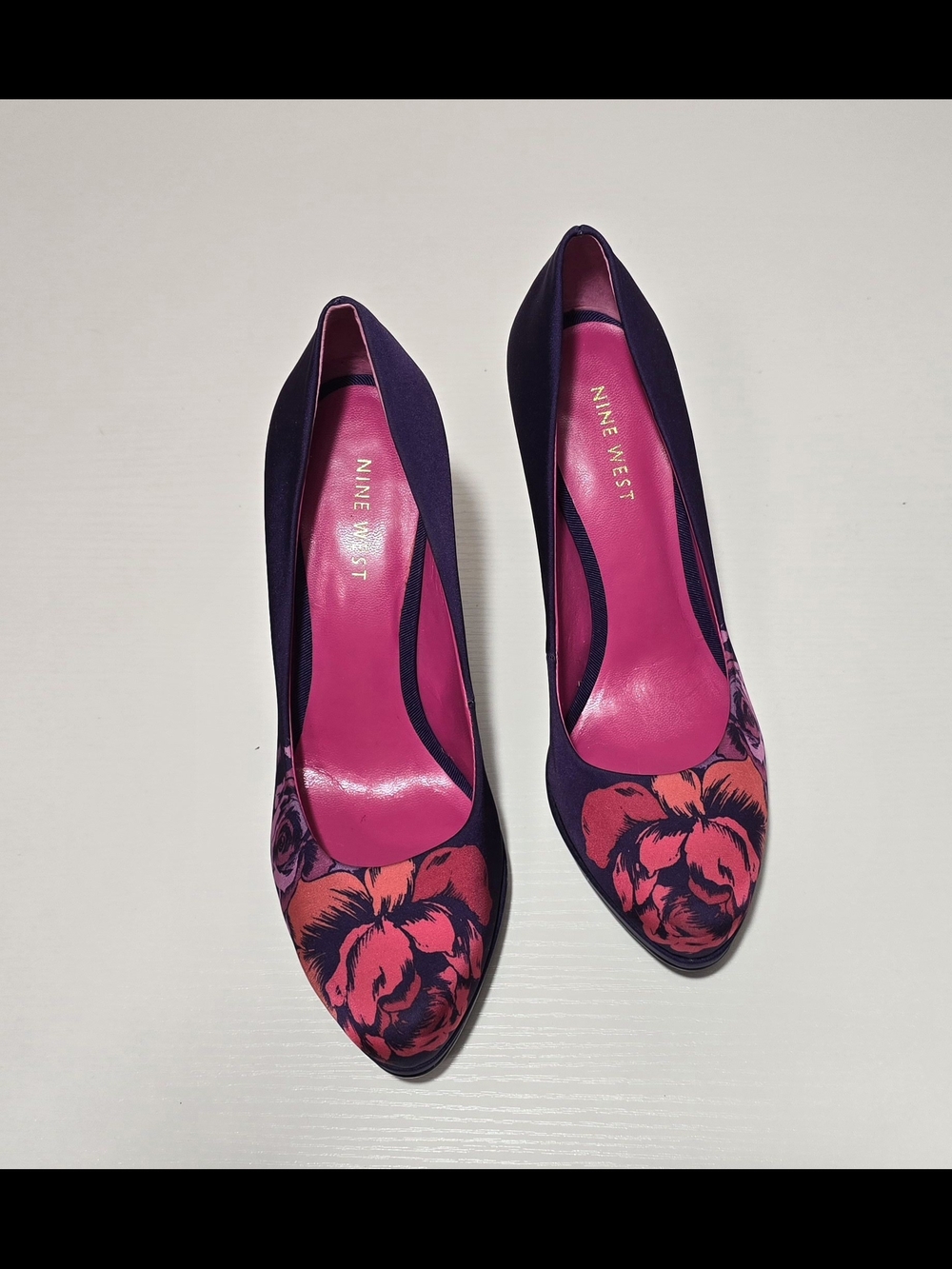 Nine West Women's Purple Pumps with Pink Floral Accent